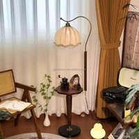 Lampe de sol en bois scandinave moderne avec abat-jour en forme de fleur LED, base E27, pour bureau ou hôtel