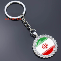 Porte-clés fleur en strass drapeau Iran, très populaire, pour sac à dos, décoration de clés, breloque de portefeuille, souvenir de voyage