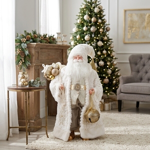 Ornements de Noël en fourrure dorée crème pour la décoration de table élégante du festival Albero Di Natale - Product Image 3