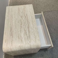 Tables de Chevet Modernes de Luxe en Marbre Travertin, Tables d'Appoint pour Salon, Tables d'Appoint pour Canapé, Meubles de Chambre à Coucher avec Tiroirs