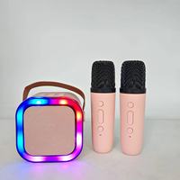 Портативная колонка с двумя микрофонами для караоке на открытом воздухе, перезаряжаемая, оптовая продажа, мини-стерео сабвуфер