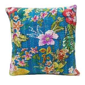 Housse de coussin Kantha faite à la main en coton, motif végétal, cousue à la main, décorative, personnalisable, pour la décoration de la maison - Product Image 5