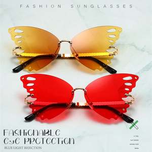 Gafas de Sol Personalizadas con Logotipo, Moda 2025, Sin Montura, Estilo Punk, Protección UV400, Montura de Mariposa, Metálicas, para Mujer - Product Image 2