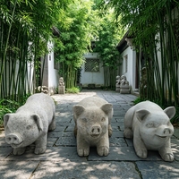 Statue de cochon en granit coloré, mascotte de la richesse traditionnelle chinoise, ornement sculpté à la main pour l'aménagement paysager extérieur des fermes
