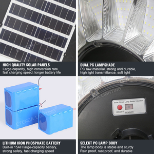 Pabrik semua dalam satu putaran paling terang lampu surya 1000W <span class=keywords><strong>UFO</strong></span> untuk jalur jalan halaman taman taman dengan Sensor gerak