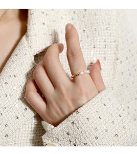 Anillo <span class=keywords><strong>De</strong></span> Perlas <span class=keywords><strong>De</strong></span> agua dulce para mujer, joyería coreana, 6 anillos <span class=keywords><strong>De</strong></span> empalme <span class=keywords><strong>De</strong></span> <span class=keywords><strong>Metal</strong></span> chapado en oro para niña - Product Image 5