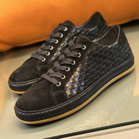 Dropshipping, baskets en cuir véritable européennes, fabriquées à la main, tissées, chaussures décontractées pour hommes, livraison rapide
