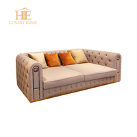 Ensemble de canapés en cuir pour salon, style moderne italien, simple et luxueux, en bois massif, pour villa