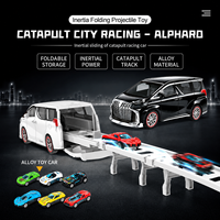 Circuit de Voiture Transformable 2-en-1 MPV avec Lumières et Sons, Mini Voitures en Alliage, Lanceur à Catapulte, Véhicule Inertiel pour Enfants