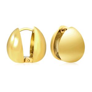 Pendientes de Aro Minimalistas de Acero Inoxidable Chapados en Oro de 18K, Joyería Geométrica Moderna, Redonda y Lisa con Forma de Huevo para Mujer - Product Image 1
