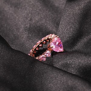 <span class=keywords><strong>Anello</strong></span> alla Moda con <span class=keywords><strong>Cuore</strong></span> Rosa Luccicante, <span class=keywords><strong>Anello</strong></span> con Zirconi 5A per Donne e Ragazze, Gioiello Personalizzato per Feste Hip Hop - Product Image 5