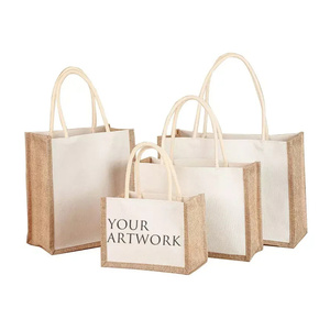 Eco Recyclable Biodegradable Burlap Sustainable <strong>Jute</strong> Linen Hemp <strong>Tote</strong> Grocery Beach <strong>Bag</strong> - Product Image 1