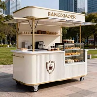 Nouvelle Arrivée Chariot à Café Mobile Kiosque à Café Extérieur avec Auvent Vitrine de Boulangerie pour Vente Ambulante Commerciale en Gros
