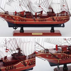 Personnalisez votre logo Modèles de voiliers de style méditerranéen Bateau en bois massif Voile lisse Artisanat Décoration de la maison Cadeau Modèle Navire - Product Image 5