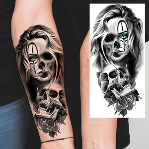 Custom 1 Sheet Sexy Evil Women Face <strong>Joker</strong> Mask Temporary <strong>Tattoos</strong> for Body &amp; Face Waterproof Realistic Paper New Designs - Product Image 4