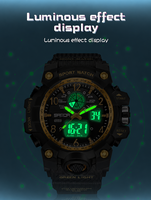 VVS Jam Tangan Digital Olahraga Pria Tampilan Ganda LED Waktu Dunia 50M Jam Tangan Chronograph Alarm Bercahaya Tahan Air Tahan Benturan
