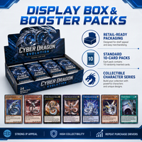 Boîte de boosters de cartes à collectionner TCG personnalisées, écologiques, durables, édition Cyber Dragon |   Carte holographique haute résolution
