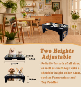 2-em-1 Tigelas de cão de aço inoxidável dobrável 2 altura ajustável levantado <span class=keywords><strong>Pet</strong></span> Alimentador Elegante Design Durável Plástico Slow Elevated - Product Image 3