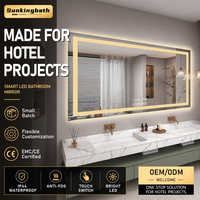 Miroirs de salle de bain modernes en gros, grands miroirs rectangulaires intelligents anti-buée avec LED, luminosité tactile, pour hôtels, avec éclairage LED