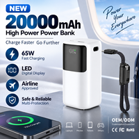 Station d'alimentation haute capacité avec câble intégré, charge rapide PD 65W, écran LCD numérique, chargeur portable, OEM ODM, vente en gros