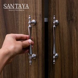 Santaya Solid Chrome-plated Silver Brass Handles Kitchen Cabinet Pulls Bedroom Wardrobe Drawer <strong>Knobs</strong> Furniture Handle - Product Image 6
