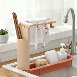 Telescopic Shelf Soap Sponge Drain Rack <b>Storage</b> Basket Faucet Adjustable Bathroom Holder <b>Sink</b> Kitchen Accessories - Product Image 2