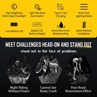 Worldcycle Q02 Smart Sensor Frontlicht Digitales LCD USB-Aufladbar IPX4 Wasserdicht 4 Modi für MTB Rennrad-Beleuchtung