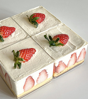 Boîtes carrées transparentes en plastique PS avec logo personnalisé, qualité alimentaire, recyclables, pour gâteaux, mousses, tiramisu, puddings et cadeaux