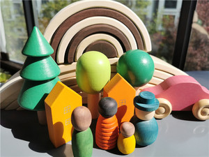 Gỗ Núi Lửa San Hô Sóng Biển Trái Đất Cầu Vồng Xếp Chồng Khối Đồ Chơi Bằng Gỗ Cây Ô Tô Nhà Xây Dựng - Product Image 2