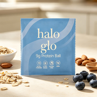 Bolsa Plana Personalizada con Acabado Mate, Material de Grado Alimenticio Termosellable, Sellado de Tres Lados con Zigzag para Bolas de Proteína de 9G