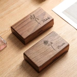 Boîte à bijoux en bois élégante pour femme, coffret de voyage et cadeau pour demoiselles d'honneur, boîte de rangement en bois de noyer, cadeau pour elle - Product Image 1