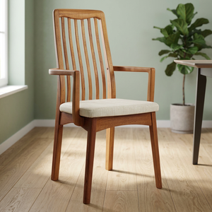 Fauteuil de salle à manger en bois pas cher, style mid-century modern, avec structure en bois massif, design confortable pour une utilisation à domicile, meubles de salle à manger - Product Image 3