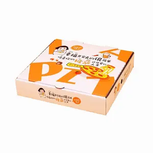 Kotak pizza kustom cetak logo kemasan kertas karton 12 inci roti goreng bergelombang daging goreng grosir
