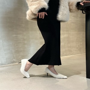 Chaussures à talons compensés blanches style coréen pour femme, élégantes et décolletées, automne-hiver - Product Image 3