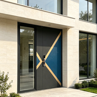 Pintu Masuk Aluminium Cor Modern Pola Stereo 3D Tahan Air Anti Karat untuk Penggunaan Luar Ruangan Villa