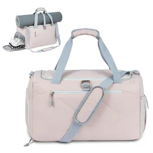 Bolsa de gimnasio personalizada para mujer con compartimento para zapatos, bolsa de viaje de fin de semana, bolsa de viaje
