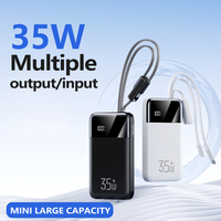 Batterie externe haute capacité 35W à charge ultra-rapide avec câble intégré, écran LED et support - Chargeur rapide 2-en-1 pour téléphones mobiles
