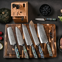 AMSZL Couteau de chef classique japonais Nakiri de 6.5 pouces avec manche en coquille d'ormeau Couteaux de cuisine pour légumes Viande Manche en résine