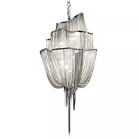 Luminaire à chaîne postmoderne et moderne pour hôtels, escaliers duplex, salons, salles à manger, magasins de vêtements, en aluminium avec pampilles