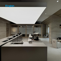 Boîte à lumière LED minimaliste en tissu pour hall d'immeuble de bureaux et réception d'entreprise – Promotion de marque