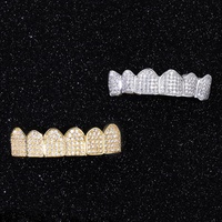 Yu Ying - Rejilla Dental Personalizada con Diamantes de Imitación Moissanite VVS, Chapada en Oro Blanco Sólido de 14k/18k y Plata de Ley S925