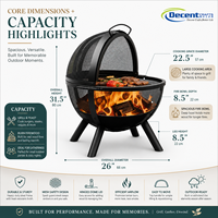 Brasero sphérique portable en maille avec couvercle articulé, grille de cuisson et poignées pour barbecue extérieur