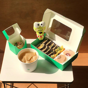 Caja de <span class=keywords><strong>Sushi</strong></span> Personalizada con Ventana Transparente, Envase de Papel para Llevar de Grado Alimenticio, Caja Bento para Almuerzo, para Restaurante, Catering y Entrega a Domicilio - Product Image 1