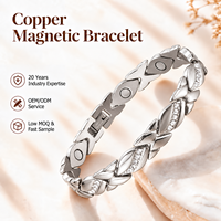 Bracelet magnétique en cuivre pur pour thérapie magnétique, chaîne à trois rangs, style vintage, vente en gros, personnalisable, en stock
