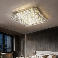 Plafonnier rectangulaire en cristal de luxe PM, plafonnier LED en acier inoxydable de style européen, éclairage pour hall d'hôtel, salon, villa