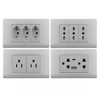 Enchufe de interruptor de pared de Panel de ordenador oculto de 15A de alta calidad estándar americano al por mayor 1 2 3 4 grupo 3 enchufe doméstico de 5 pines