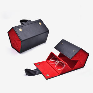 Grande boîte de lunettes de soleil faite à la main qualité en cuir PU multi-carreaux nouvelle boîte fonctionnelle bijoux lunettes stockage Rectangle lunettes boîte-cadeau - Product Image 1