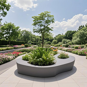 Y890 Modern Seat Fiberglass Flower Pot Set Outdoor Lounge Chairs Hexagon Shape School Commercial Use Waiting Area Furniture - Product Image 5