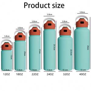 Bouteille d'eau isotherme en acier inoxydable à double paroi avec paille, personnalisable avec logo, pour le camping, 12oz 18oz 22oz 24oz 32oz 40oz - Product Image 3