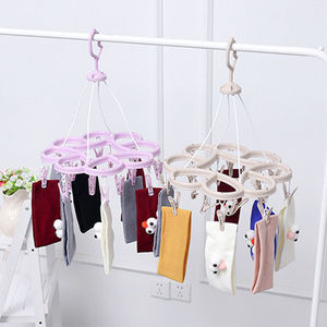 Plastic Round Sock Dryer With <b>Clips</b> Single Tier <b>Hook</b> Type For Balcony Clothing Drying - Product Image 2